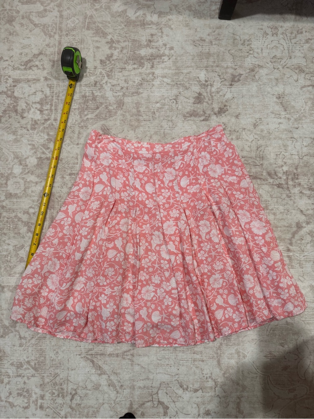 Old Navy Coral/Pink Floral Pleated A-Line Skirt